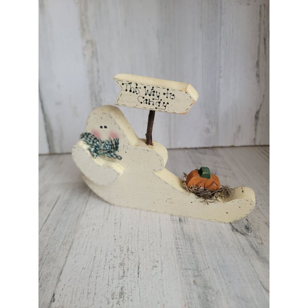 Vintage wooden boo This way to candy home decor Halloween‎